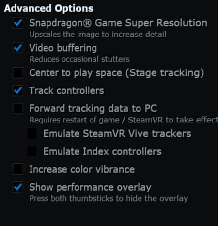Advanced options in the Streaming tab