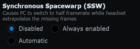 The SSW setting in the Streaming tab